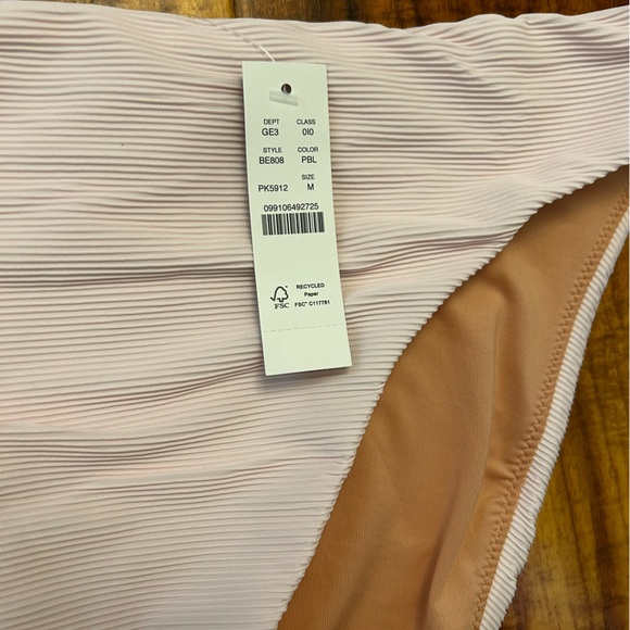 NWT J. Crew Women’s Ribbed High Rise Swim Bikini Bottom Light Pink Size M BE808 - Picture 2 of 7